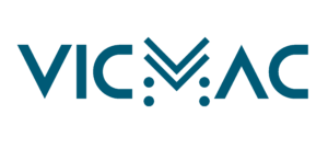 Logo azul de VicMac